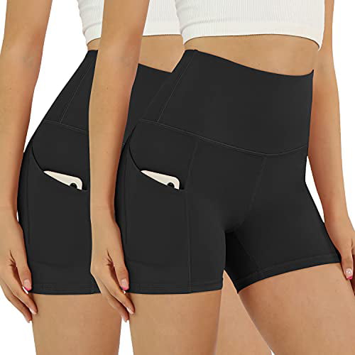 ODODOS Women's High Waist Biker Shorts with Pockets Tummy Control Workout Gym Athletic Running Yoga Shorts 