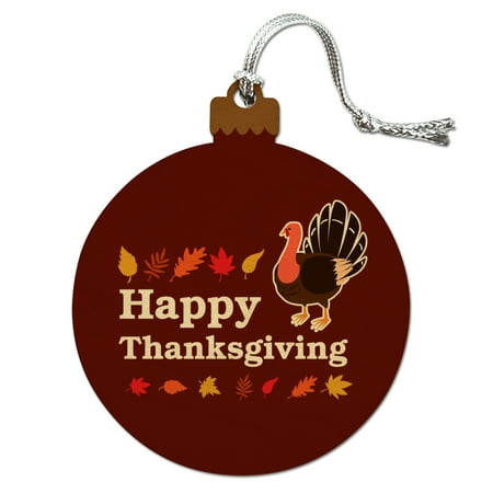 - Happy Thanksgiving Turkey Wood Christmas Tree Holiday Ornament