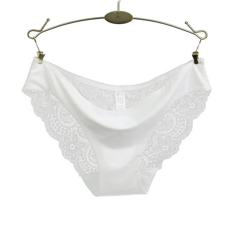 Women s Lace Lingerie Women Lace Panties Seamless Cotton Panty Hollow Briefs Underwear White/S  Women s Intimates S