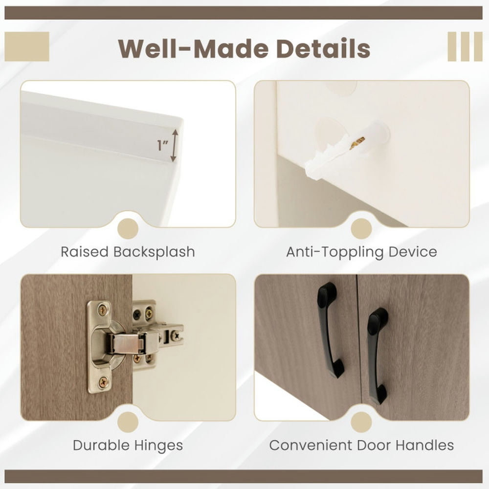 Finihen Bathroom Storage Cabinet, Bathroom Floor Cabinet, 25 Inch Bathroom Vanity Sink Combo Cabinet with Doors and Open Shelf, for Bathroom, Living Room, Bedroom, Kitchen, Gray Finihen Bathroom Storage Cabinet, Bathroom Floor Cabinet, 25 Inch Bathroom Vanity Sink Combo Cabinet with Doors and Open Shelf, for Bathroom, Living Room, Bedroom, Kitchen, Gray