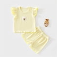 thumbnail image 3 of enyan Summer Clothes for Toddler Baby Girls 3 6 12 18 Months 2T 3T 4T 5T Girls Outfits Cute Dinosaur Tank Tops+Shorts Outfits Lightweight Elastic Cotton Short Sets(Yellow,12-18 Months), 3 of 7