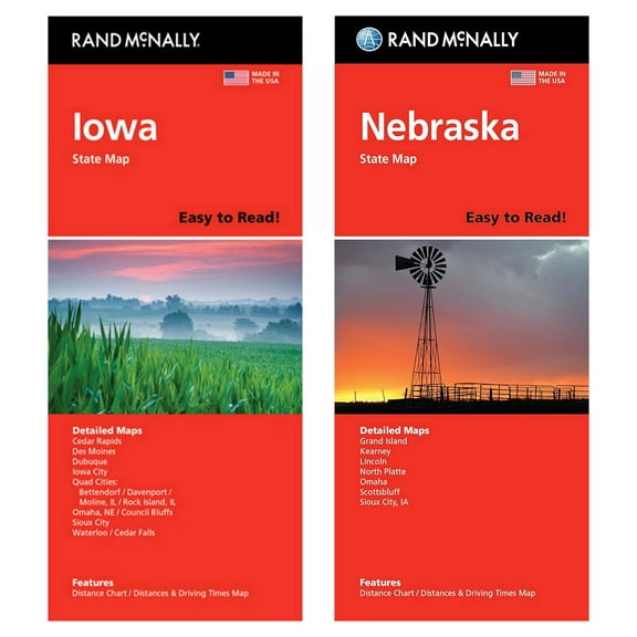 Rand McNally State Maps: Iowa and Nebraska (2 Maps)