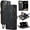 Black, variant on for iPhone 16 Pro Wallet Case with Card Slots, Zipper Pocket and Magnetic Flip Folio, RFID Blocking Card Holder Stand Leather Detachable Wristlet Strap 3-in-1 Case for Women and Men,Black