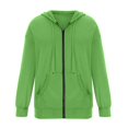 thumbnail image 4 of Pocket Long Sleeve Hooded Threaded Sweater Ladies Zipper Top, 4 of 4