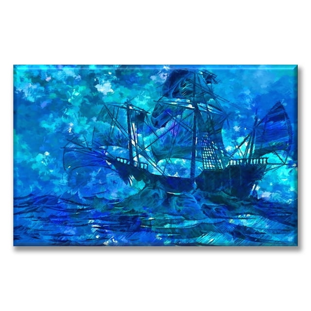 Cuadro Canva Pixtreats Listo Para Colgar Tipo Galería Barco Pintura 60X90 cm