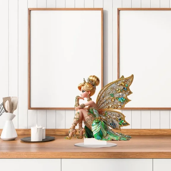BEST- 2D Acrylic Mini Fairy Decor - Butterfly Statue For Garden/Shelf/Window