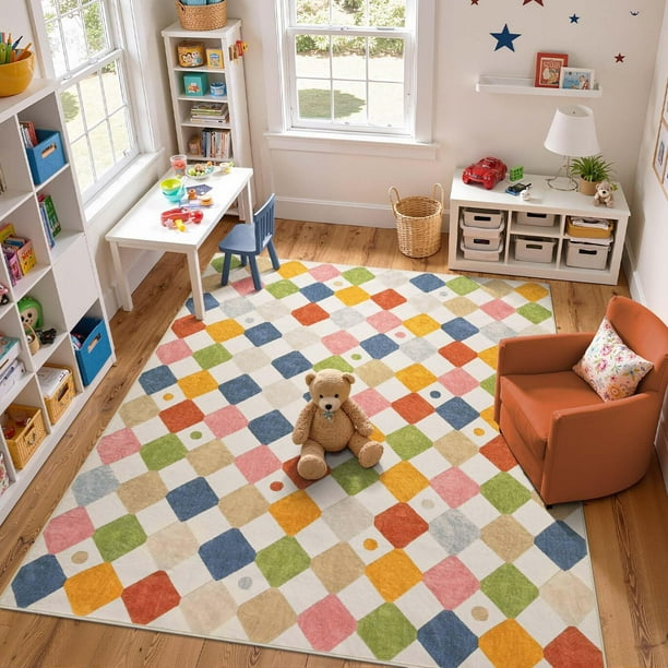 Alfombra Área Jinchan 244x305cm para Niños Lavable y Antideslizante