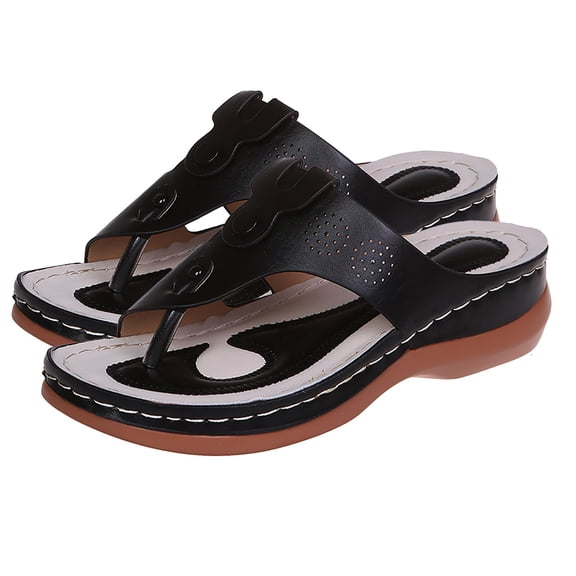 NOKIO Women's Summer Toe Wedge And T Shaped Oversized Beach Sandals And Slippers Women's Comfortable Arch Support Summer Orthotic Flip Flops Sandals