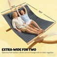 thumbnail image 2 of WRXELAN Outdoor Double Hammock with Stand – Quilted Padded, Extra Wide, Portable, with Spreader Bars & Pillow, for Patio, Balcony, Garden, Gray & Natural Wood”, 2 of 8
