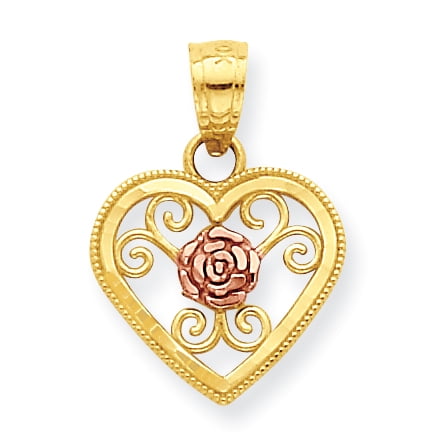 Beautiful 10k Two-tone Small Heart Charm