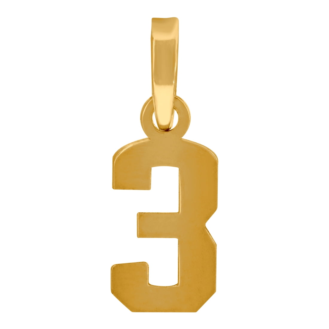925 Sterling Silver Yellow-tone Unisex Letter Name Personalized Monogram Initial Number 3 Charm Pendant Necklace 19.6x6.