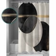 thumbnail image 4 of Abstract Art Shower Curtain, 60" x 72", Black Gold Circle Moon Stripe Mottled Geometric Waterproof Bathroom Curtain Washable Shower Curtain Set with 12 Hooks, 4 of 6