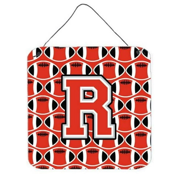 Letter R Football Scarlet & Grey Wall or Door Hanging Prints