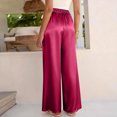 thumbnail image 4 of Wutalume Women's Satin Palazzo Pants, Summer Casual Wide Leg Trousers, Flowy Beach Vacation Outfits,Elastic Waist, Dress Up or Down,Hot Pink 2XL, 4 of 5