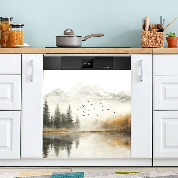 Autumn Misty Mountains Dishwasher Magnet Cover Magnetic Fridge Door Cover Home Kitchen Decor 23"x 26"