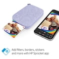 thumbnail image 3 of HP Sprocket 2x3" Instant Smartphone Photo Printer - Portable Color Wireless Mobile Printer - Zink Sticky-Back Photos - Print from Compatible iOS & Android Devices with Bluetooth w/App - Lilac, 3 of 5