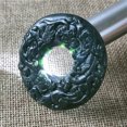 thumbnail image 3 of Jade pendant, made of black ink jade with openwork snake pattern, translucent green under light, magnetic jade., 3 of 4