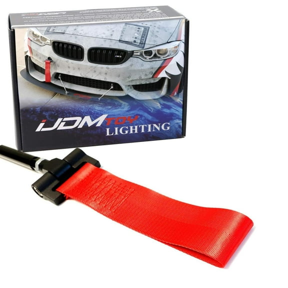 Track Racing Style Red Tow Strap For BMW 1 3 5 Series X5 X6 & Mini Cooper (E36 E39 E46 E82 E90 E91 E92 E93 E70 E71 R50 R51 R52 R53 R55 R56 R57 R58 R59), Tow Hole Mount Nylon Loop
