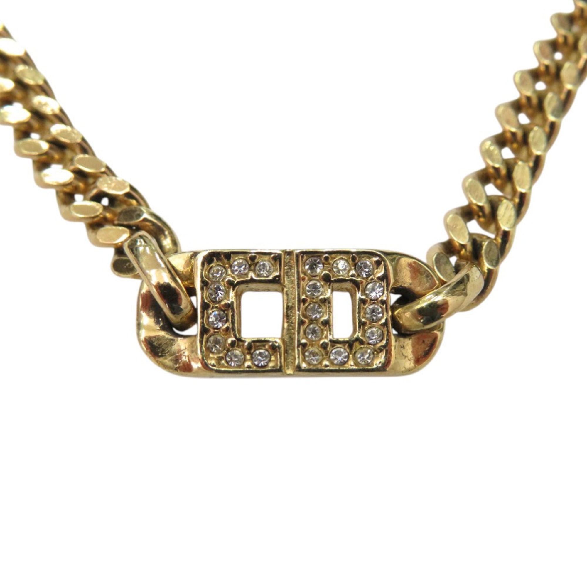 Pre-Owned Christian Dior Dior CD logo necklace with rhinestones in gold from the... (Good)