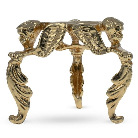 Metal Display Stand - Three Angels Gold Tone Metal Egg Stand Holder Display
