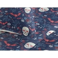 thumbnail image 3 of Ambesonne Halloween Quilted Bedspread Set 3 Pcs, Spooky Night Skull Bat, Queen, Dark Blue Dark Coral, 3 of 4