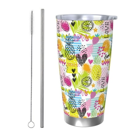 

Junzan Tropical Pineapples for 20oz Stainless Steel Insulated Car Cup with Spillproof Lid - Insulated Coffee Mug Thermal Cup-Straw Two-piece Set