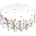 thumbnail image 6 of Spring Summer Tablecloth Round 60 Inch Wildflower Butterfly Spring Summer Floral Seasonal Table Cloth Washable Spillproof Wrinkle Resistant Fabric Table Cover for Indoor Outdoor Kitchen Dinning, 6 of 6