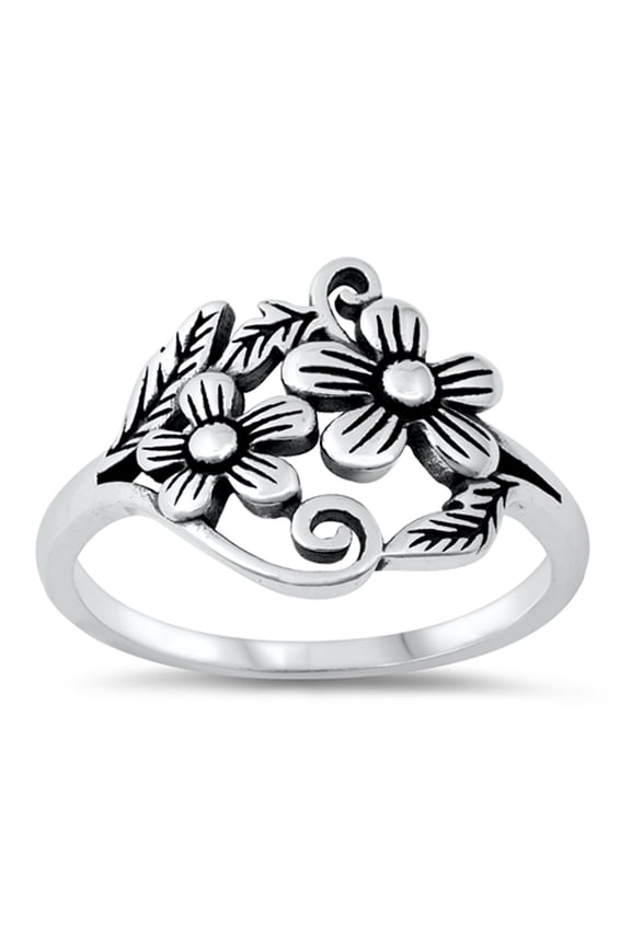 Oxidized Daisy Flower Wholesale Ring .925 Sterling Silver Band Jewelry Female Male Unisex Size 5