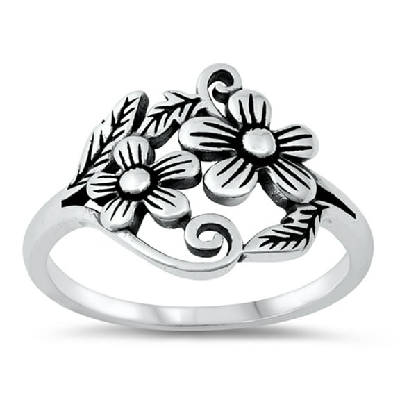 Oxidized Daisy Flower Wholesale Ring .925 Sterling Silver Band Jewelry Female Male Unisex Size 9