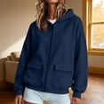 thumbnail image 2 of Hauaitttt Lady Zip up Hooded Sweatshirt with Loose and Casual Long Sleeves and Jacket Style Hoodie Female Small Sweatshirts Light Weight Zip up Hoodie Women Hooded Sweat Shirt for Women Snap Front, 2 of 4