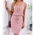 thumbnail image 4 of Women'S Waffle Knit Tank Dress Sleeveless Square Neck Casual Summer Outfit Pink XL, 4 of 9