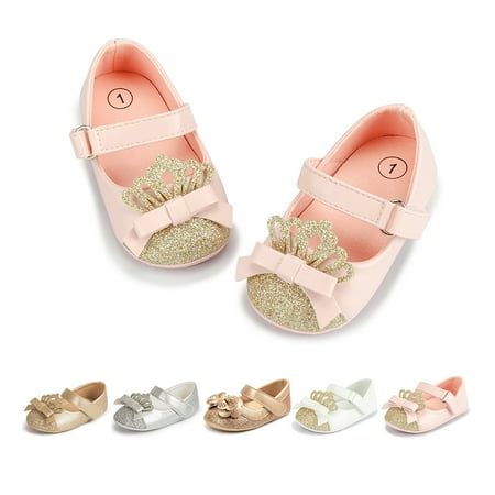 

Bonario Baby Girls Dress Shoes Infant Mary Jane Bowknot Soft Sole Crib Shoe for Newborn 3-18 Months