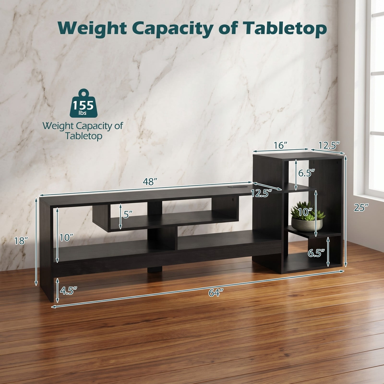 Furnibear Cube TV Stand for 55 Inch TV with Power Outlets, USB and Type-C Ports, Open Cube Storage Shelves, Entertainment Center Media Console for Living Room, Black