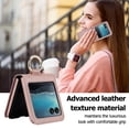 thumbnail image 6 of for Motorola Razr 40 Ultra Case, Classic Premium PU Leather Flip Case with Card Holder Shockproof Drop Protective Ring Holder Phone Case Cover for Motorola Razr 40 Ultra, Rosegold, 6 of 6