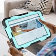 thumbnail image 5 of for Lenovo Tab M8 HD 4th Gen 2023 (TB-300XU TB-300FU) 8 inch Heavy Duty Shockproof Protective Rugged Case with Screen Protector Stand and Hand Strap Shoulder Strap,Black + Mint, 5 of 8