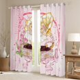 thumbnail image 2 of jejeloiu Cartoon Bear Blackout Curtain Set of 2,Phonograph Pink Tulip Bowknot,42x84 Inch, 2 of 6