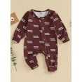 thumbnail image 2 of Bagilaanoe Newborn Baby Girl Boys Fall Jumpsuit Stripes Print Long Sleeve Bodysuit 3M 6M 9M 12M 18M Infant Zipper One Piece Romper, 2 of 7