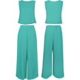 thumbnail image 5 of Roylamp Women's Summer 2 Piece Outfits Round Neck Crop Basic Top Cropped Wide Leg Pants Set Jumpsuits High quality, 5 of 5