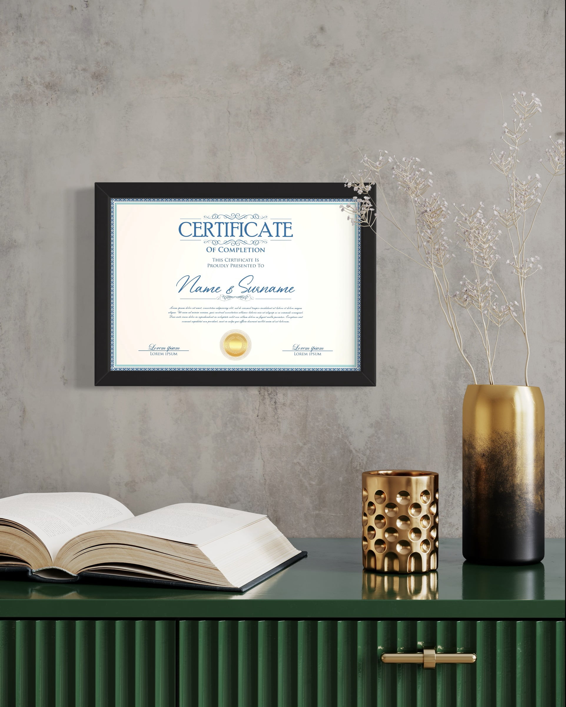 8.5" x 5.5" Certificate Frame - Wood Frame - Holds any document measuring 8.5x5.5 inches