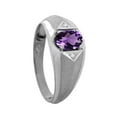 thumbnail image 2 of Mauli Jewels Engagement Rings for Men 0.76 Carat Mens Diamond And Oval Amethyst Ring prong 10K White Gold, 2 of 3