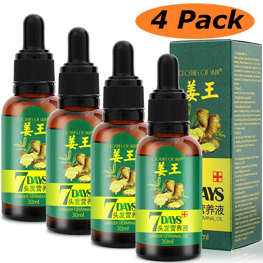 4 PCS Hair Regrow 7 Day Ginger Germinal Serum Essence Oil Loss