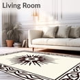 thumbnail image 2 of ODIKA 4'x6' Machine Washable Non-Slip Area Rug, Sunburst Medallion with Interlocking Waves and Minimalist Detailing High Traffic Rug, Ivory, 716347, 2 of 7