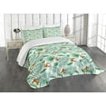 thumbnail image 3 of Ambesonne Watercolor Quilted Bedspread Set 3 Pcs, Coconut Aloha Hawaii, Queen Size, Green Pale Brown, 3 of 5