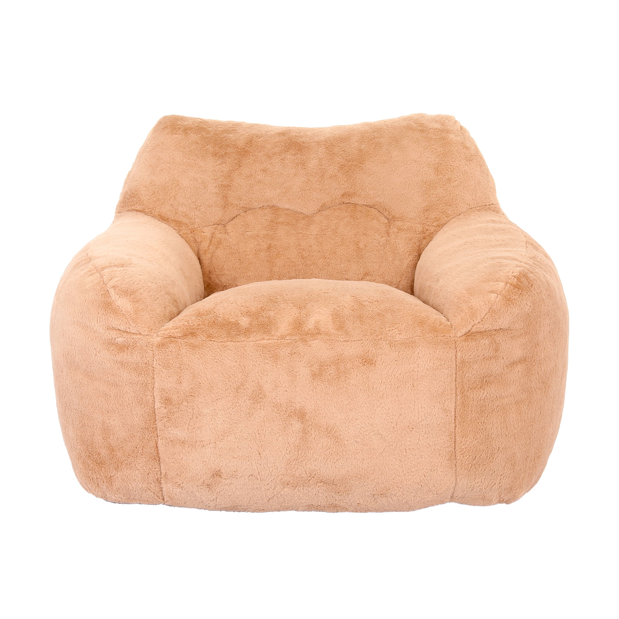 Jopath Giant Bean Bag Chair, Oversized Bean Bag Couch for Adults and Kids, Large Faux Fur Chair with Filler, Stuffed Big Accent Sofa Lounge Floor Sofa for Gaming, Reading, Brown