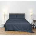 thumbnail image 3 of ROYALE LINENS 300 Thread Count 100% Long Staple Combed Cotton Striped Sheet Set - 4 Piece Queen Bed Sheets - 1 Fitted, 1 Flat & 2 Pillow Cases - Soft Cool & Crisp Sheet Set (Queen, Stripe Navy), 3 of 10