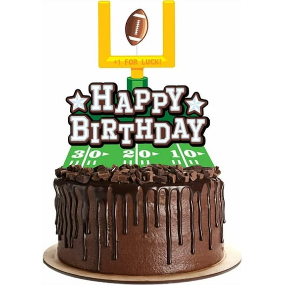 Happy Birthday Football Cake Topper - Football Party Decoratio