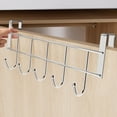 thumbnail image 4 of Over The Door Hooks Rack 5 Hook Stainless Steel Towel Coat Clothes Hanger Heavy Duty Load Bearing for Bathroom Kitchen Cabinet Wardrobe Organization Storage Organizer, 4 of 6