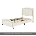 thumbnail image 5 of Twin Size Upholstered Platform Bed with Curve Shaped and Height-adjustbale Headboard,LED Light Strips,White, 5 of 13