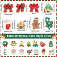 thumbnail image 2 of 80Pcs 20 Styles Christmas Cabochons Holiday Resin Charms Bulk Assorted Flatback Cartoon Green Red Winter Xmas Snowman Tree Socks Santa Claus Cabochon DIY, 2 of 5