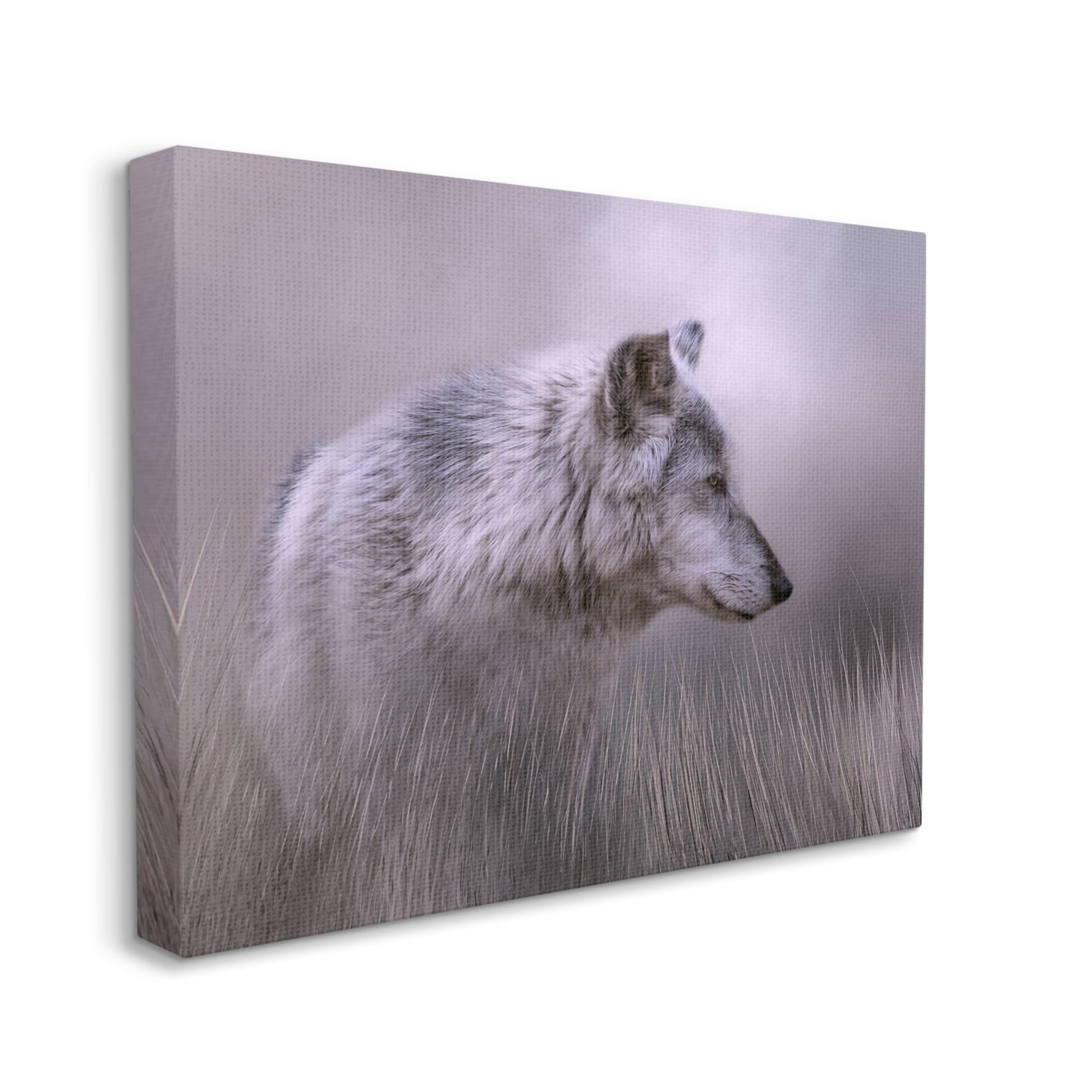 Stupell Grey Wolf Wildlife Photography Animals & Insects Photography Gallery Wrapped Canvas Print Wall Art